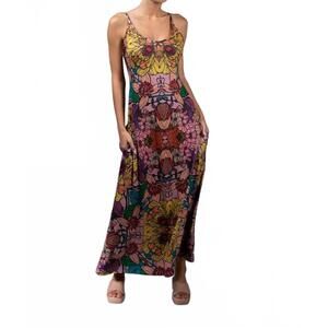NEW NUVULA scoopneck slip maxi dress in golden garden